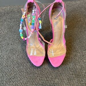 Shoe Dazzle Pink Strappy Stiletto Heels